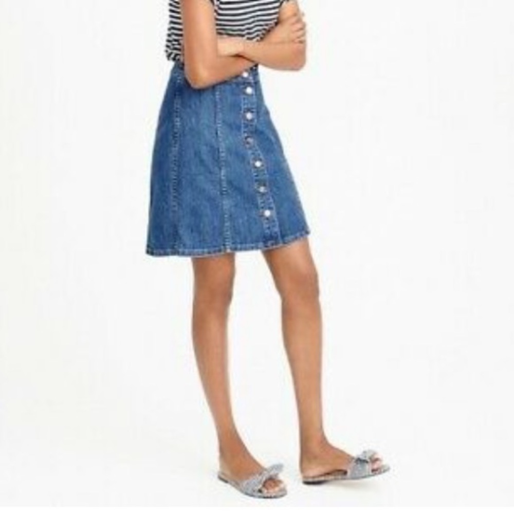 J crew Button-front a-line high rise jean skirt